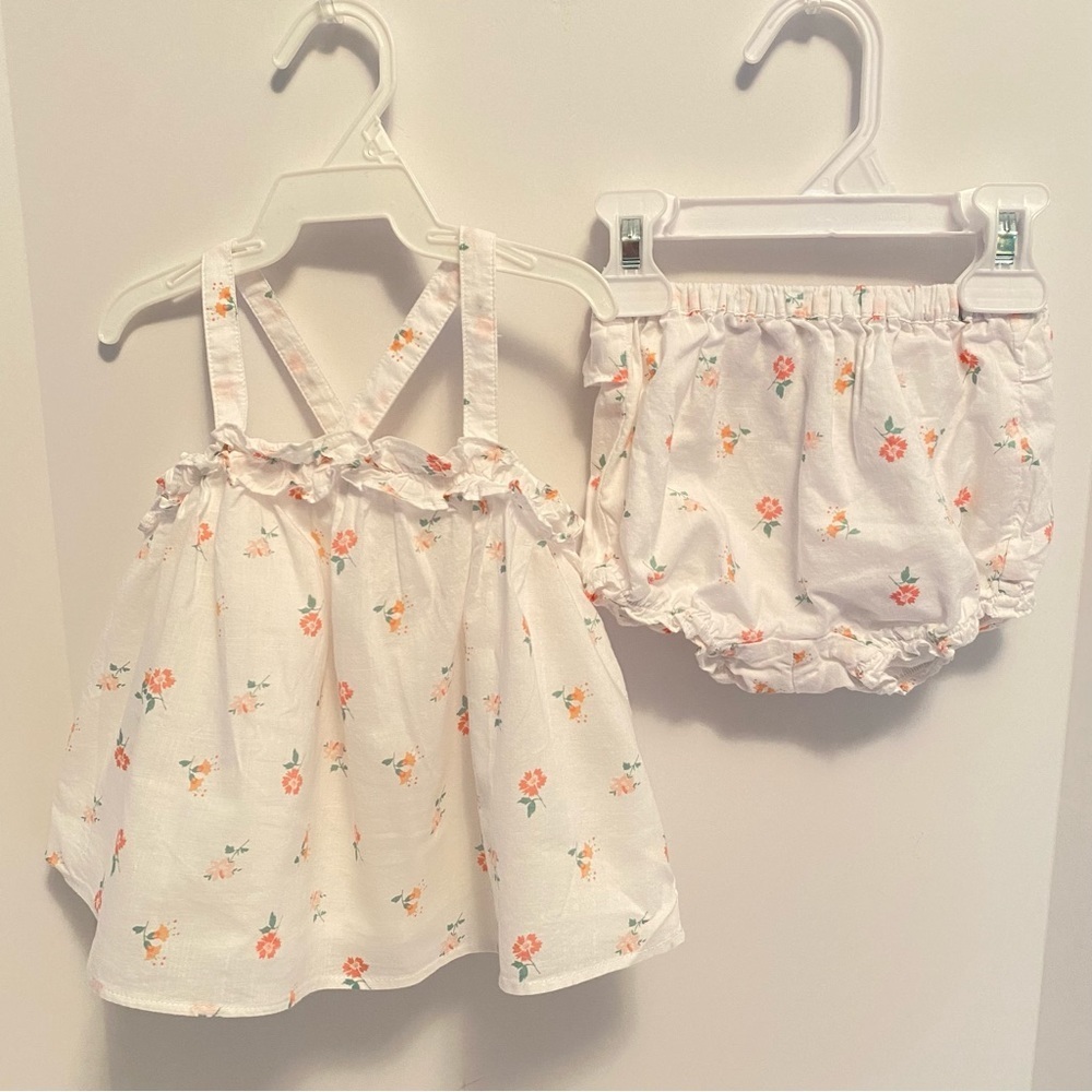 Janie and Jack White Floral Dress Set